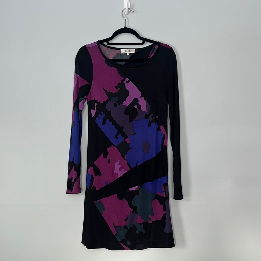 Tibi Long sleeve abstract patterned sheath dress